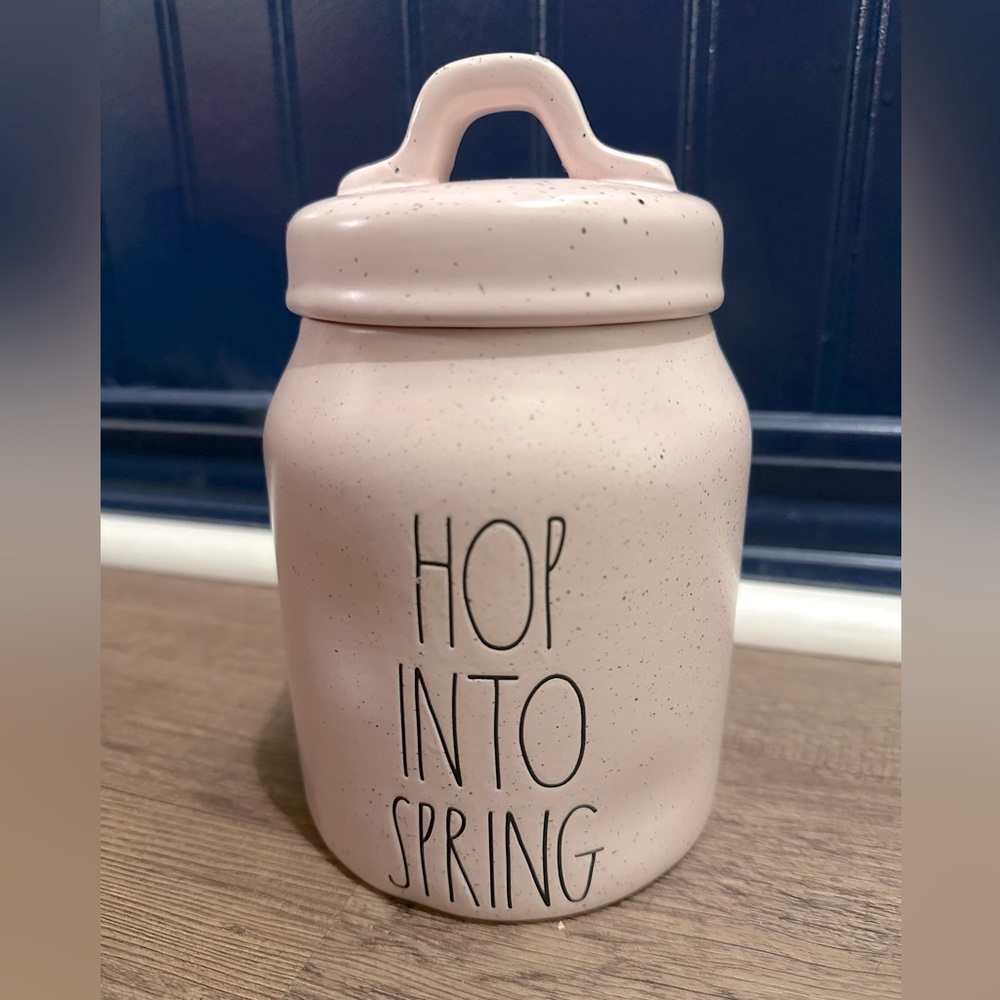 Rae Dunn pink Ceramic Canister with Lid
